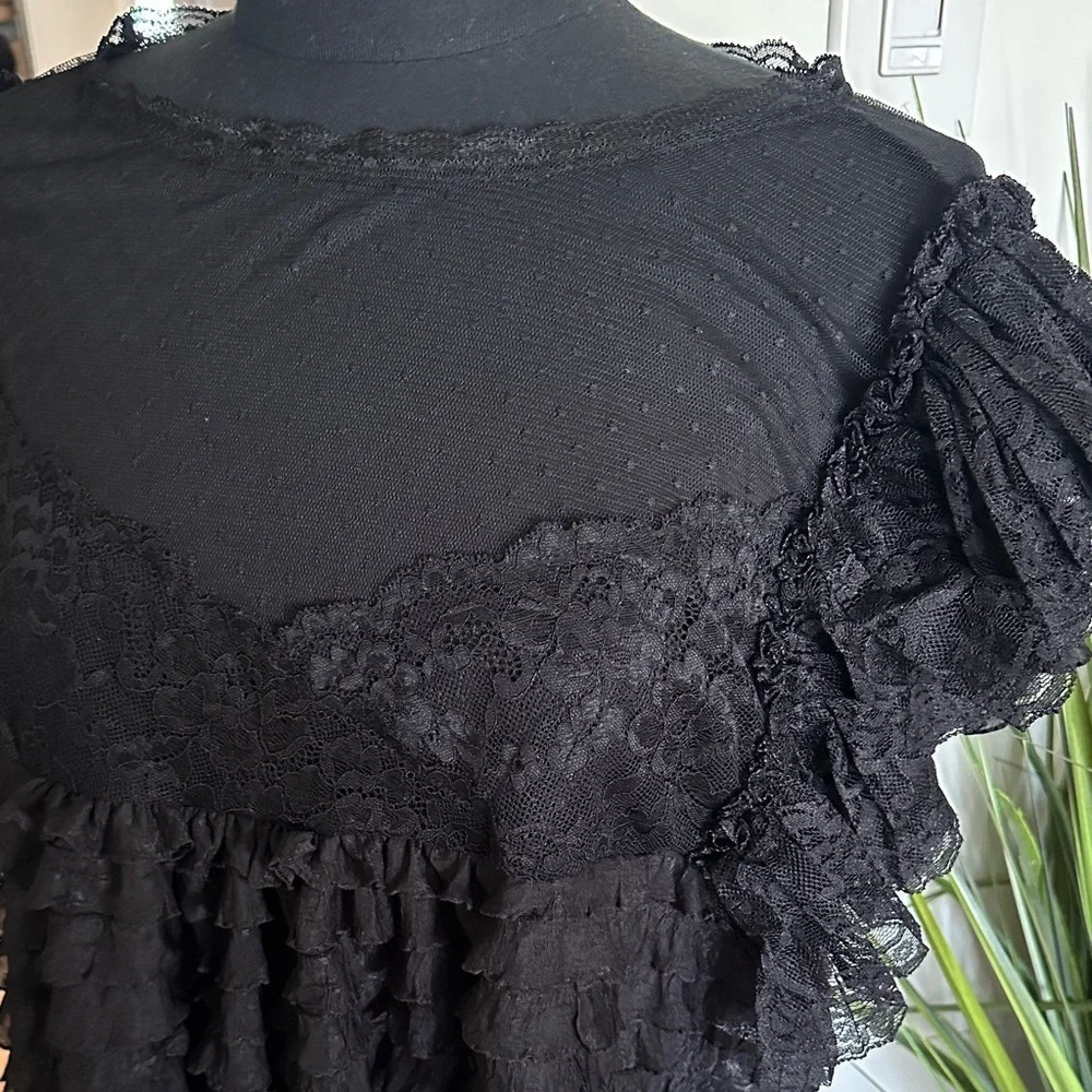 BNWT - Anthropologie Maeve Sheer Ruffle Lace Blouse - Large - Picture 7 of 9